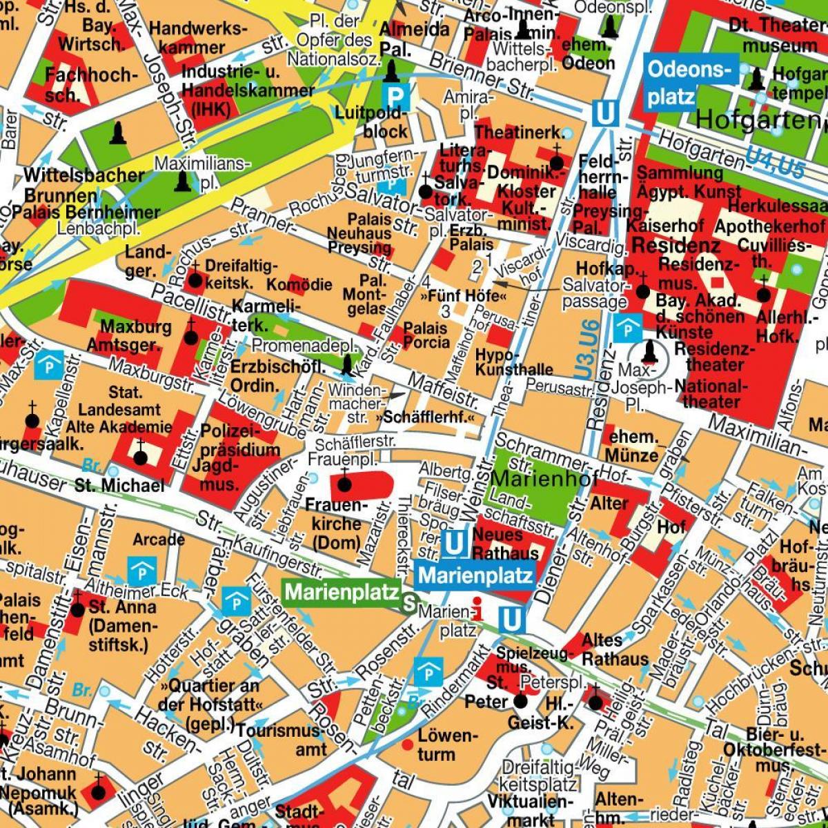 mapa de rua do centro da cidade de munique