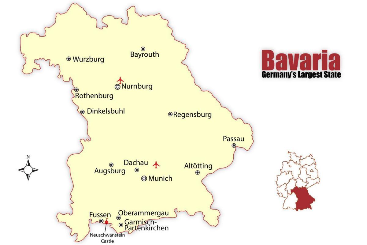 Mapa da alemanha, mostrando munique