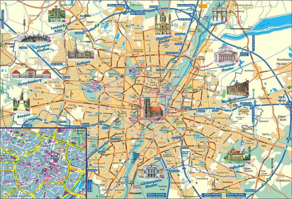 mapa da cidade de munique, alemanha