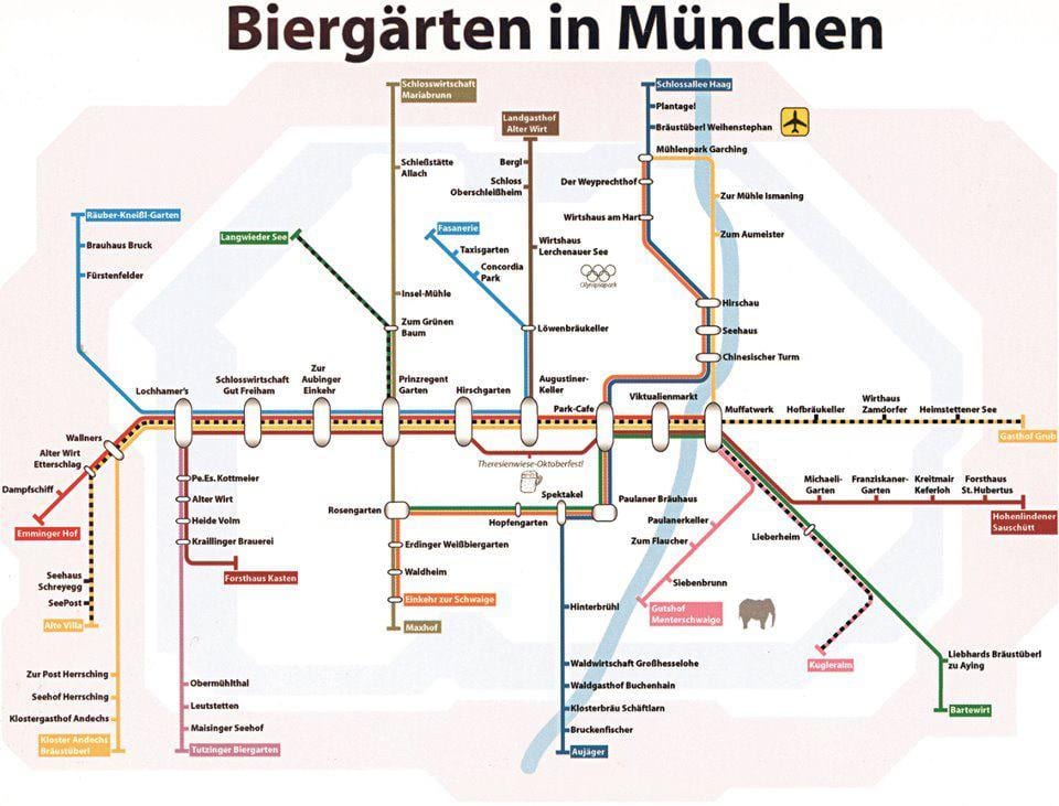 Mapa de munique jardim da cerveja