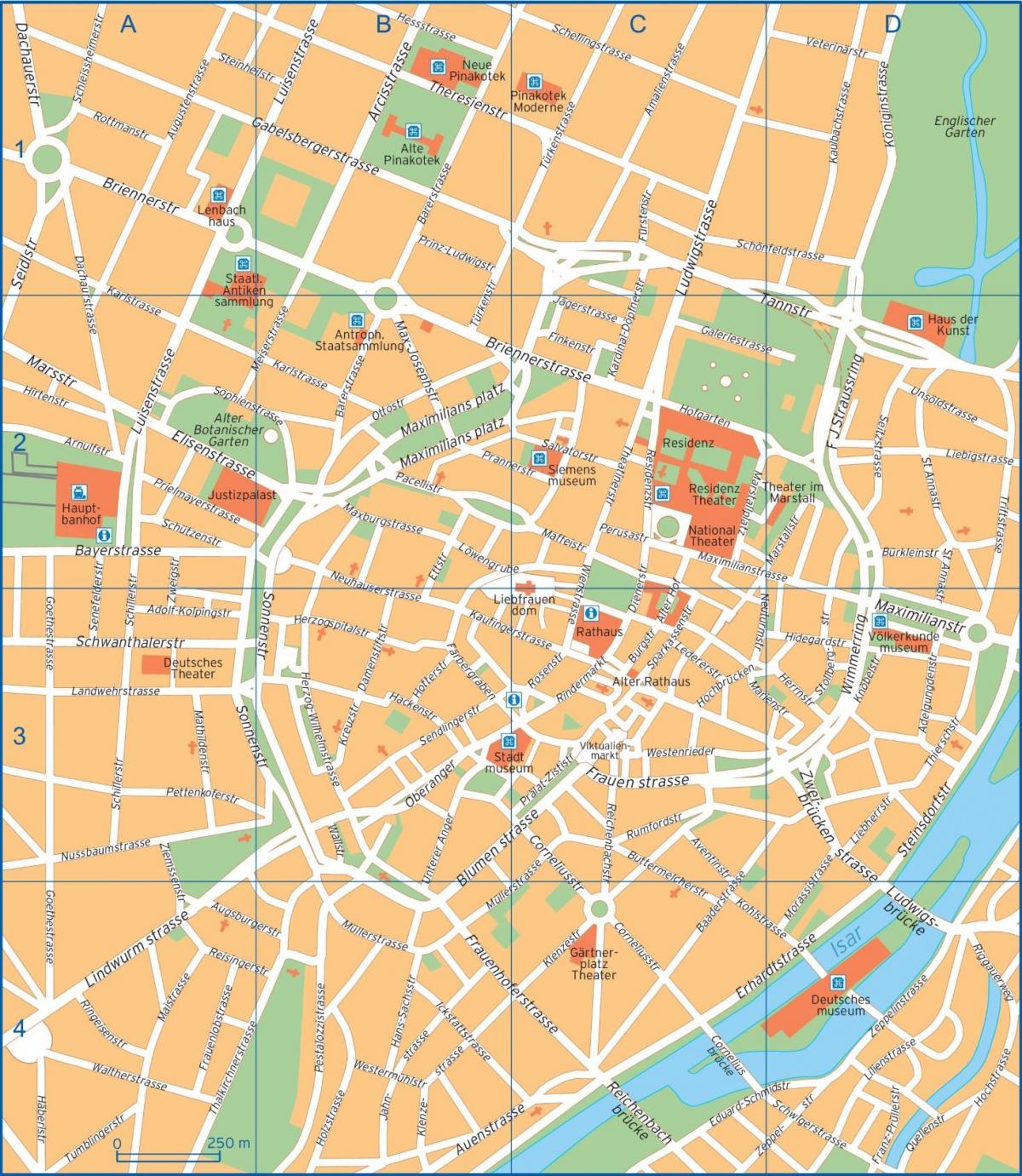mapa de ruas de munique, na alemanha