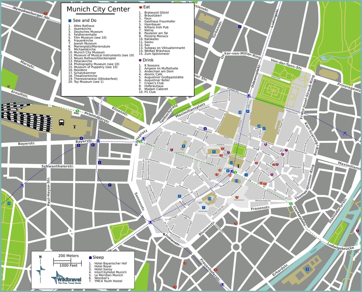 mapa turístico de munique atrações