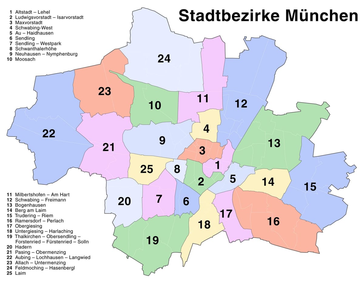 mapa DE munique subúrbios