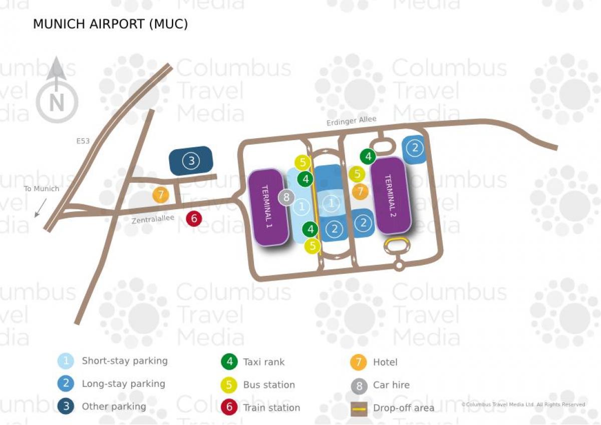 Mapa do aeroporto de munique, estação de comboios