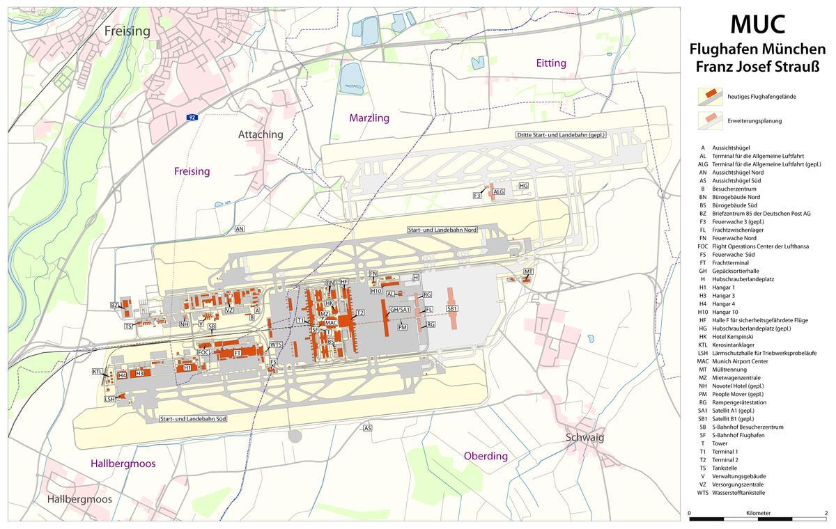 o aeroporto de munique terminal mapa