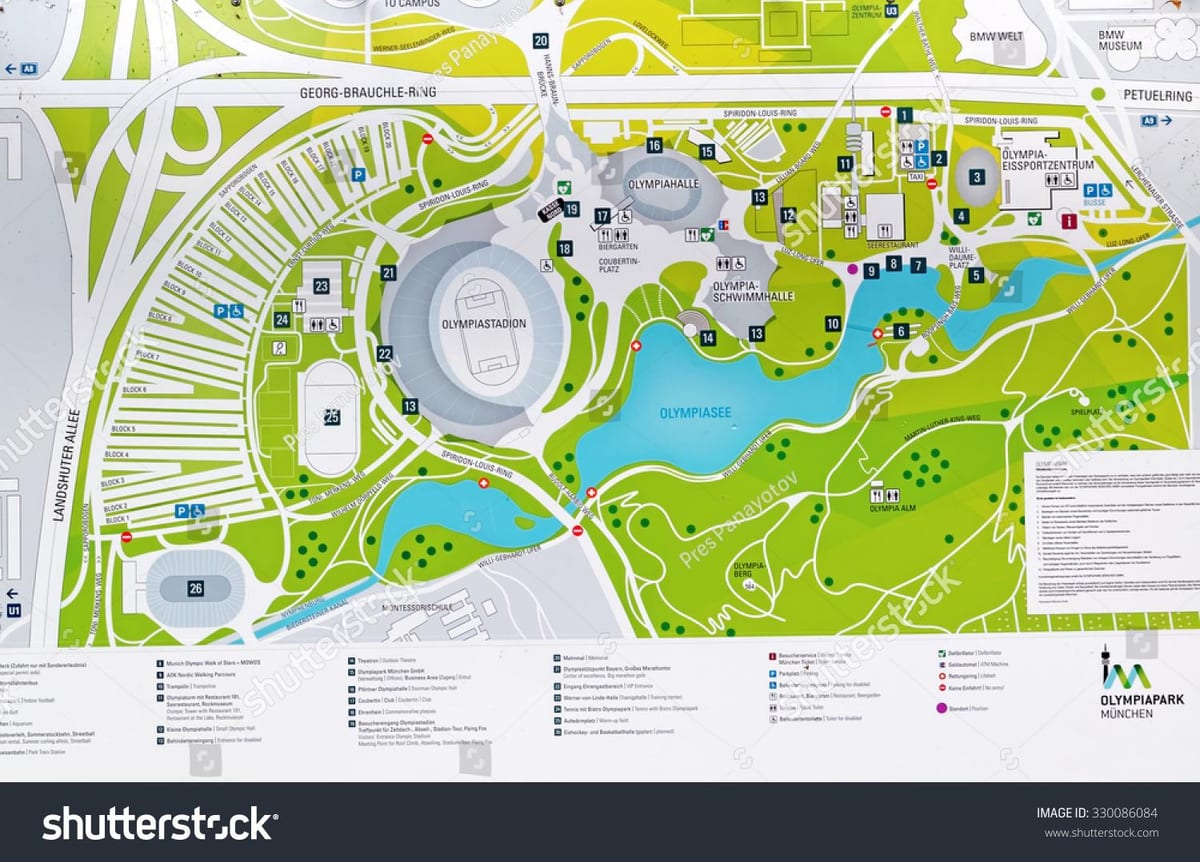 Mapa do parque olímpico de munique