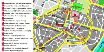 Mapa da cidade de munique centro de atrações